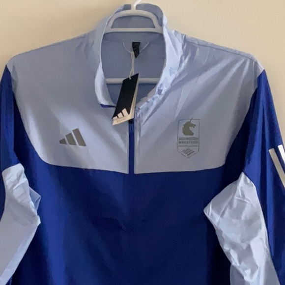 ADIDAS 2025 NOSTON MARATHON RUNNING WINDBRAKER BLUE BANK OF AMERICA 2XL NWT